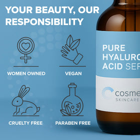 Cosmedica Skincare label close-up showing ingredient clarity and paraben-free assurance