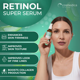 Cosmedica Skincare serum texture close-up highlighting hydration and smooth finish