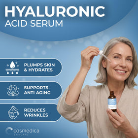 Cosmedica open dropper releasing serum showcasing precise application