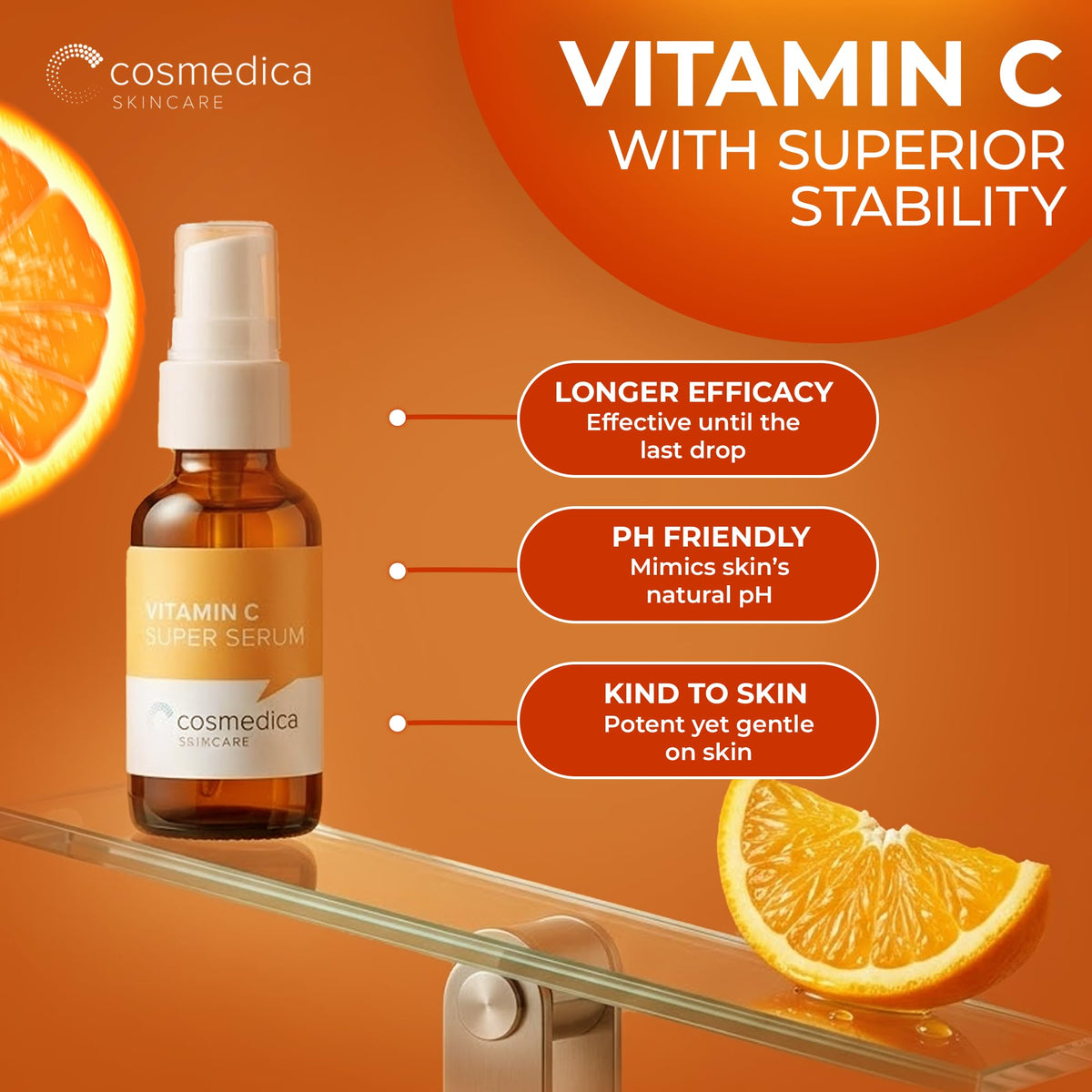 Cosmedica serum paired with sunscreen to show AM layering and protection