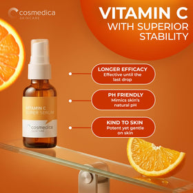 Cosmedica serum paired with sunscreen to show AM layering and protection