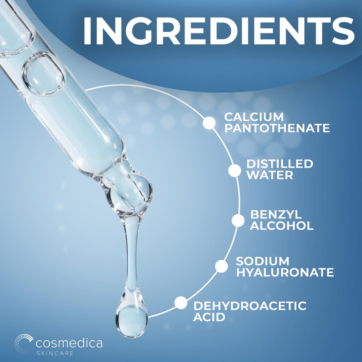 Cosmedica serum texture on fingers highlighting lightweight hydration