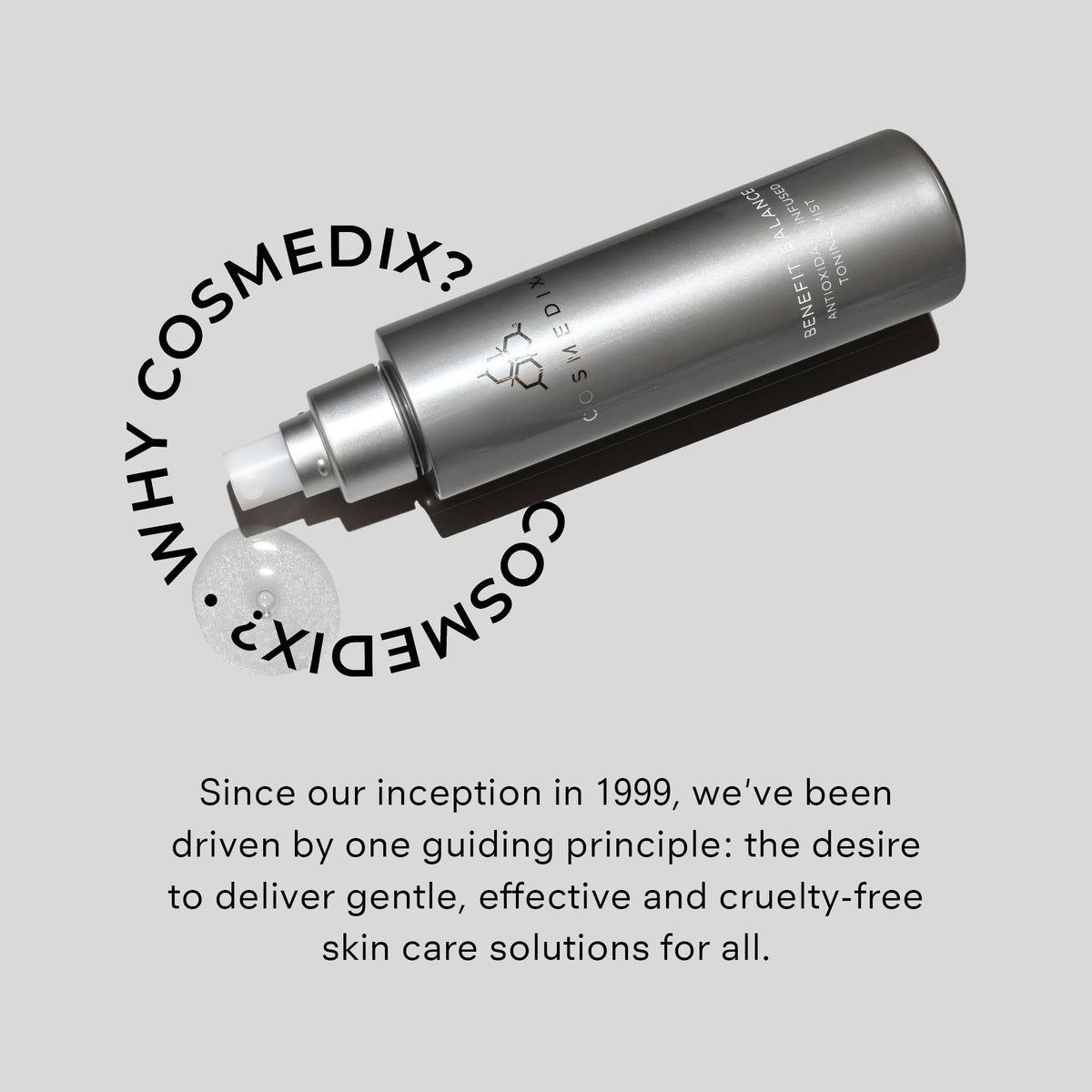 COSMEDIX label detail focused on ingredients list showing clean-formula transparency benefit