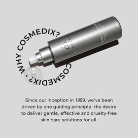 COSMEDIX label detail focused on ingredients list showing clean-formula transparency benefit