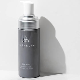 COSMEDIX with cleansing tools showing before and after wash refreshing effect