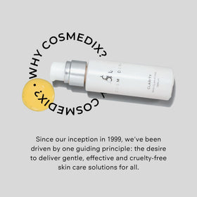 COSMEDIX Clarity size comparison with coin indicating convenient bottle dimensions