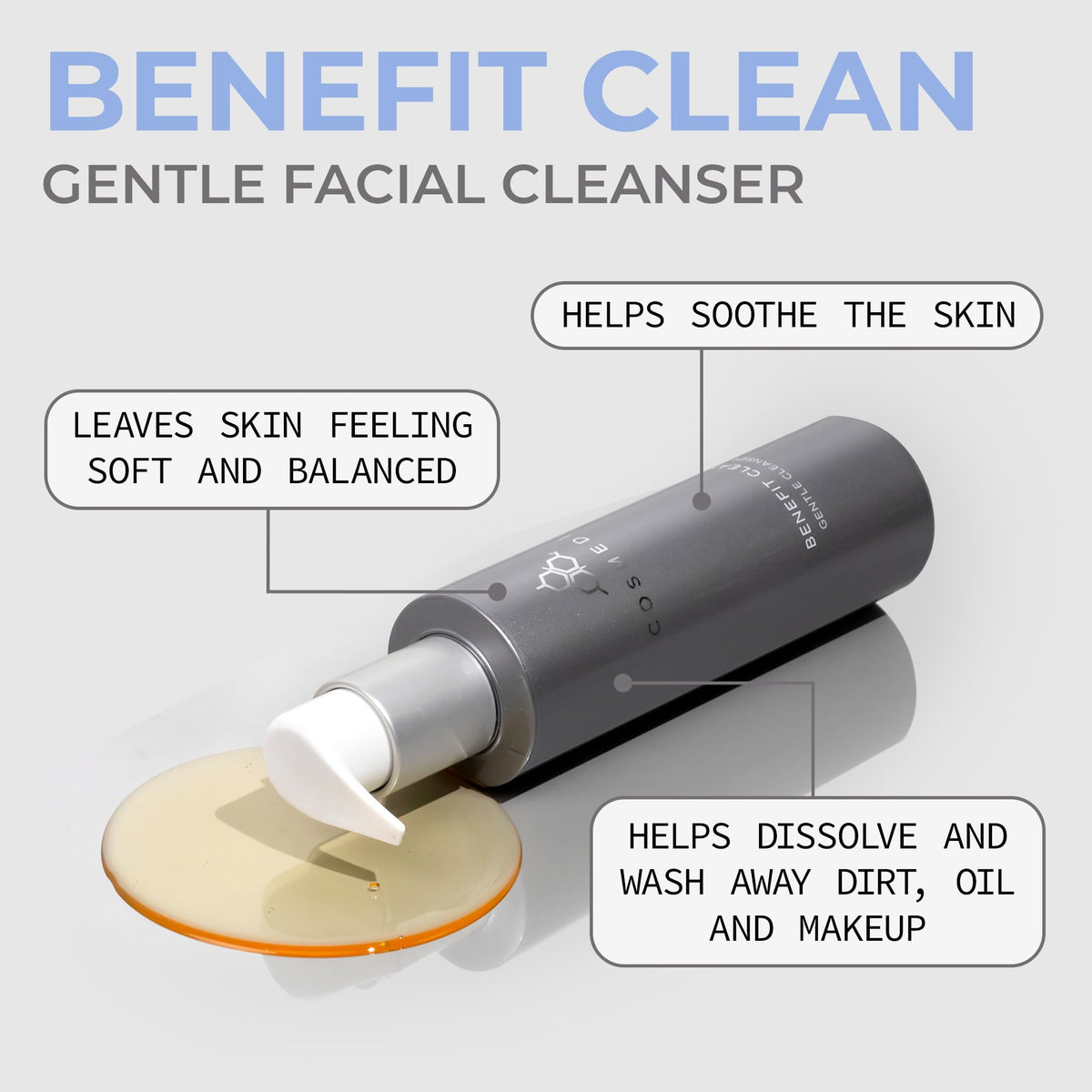 COSMEDIX gel texture closeup demonstrating gentle lather and hydration