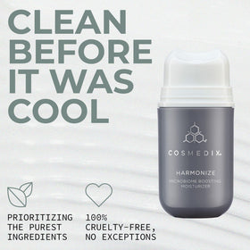 COSMEDIX Harmonize being spread on hand to show quick absorption benefit