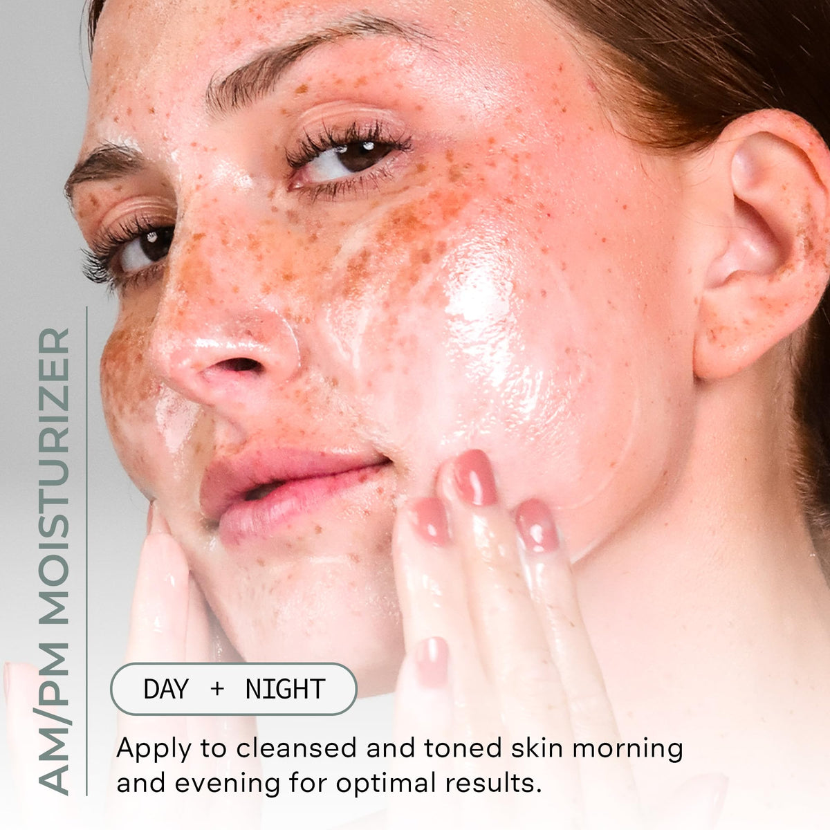 COSMEDIX moisturizer applied to cheek visibly smoothing skin texture