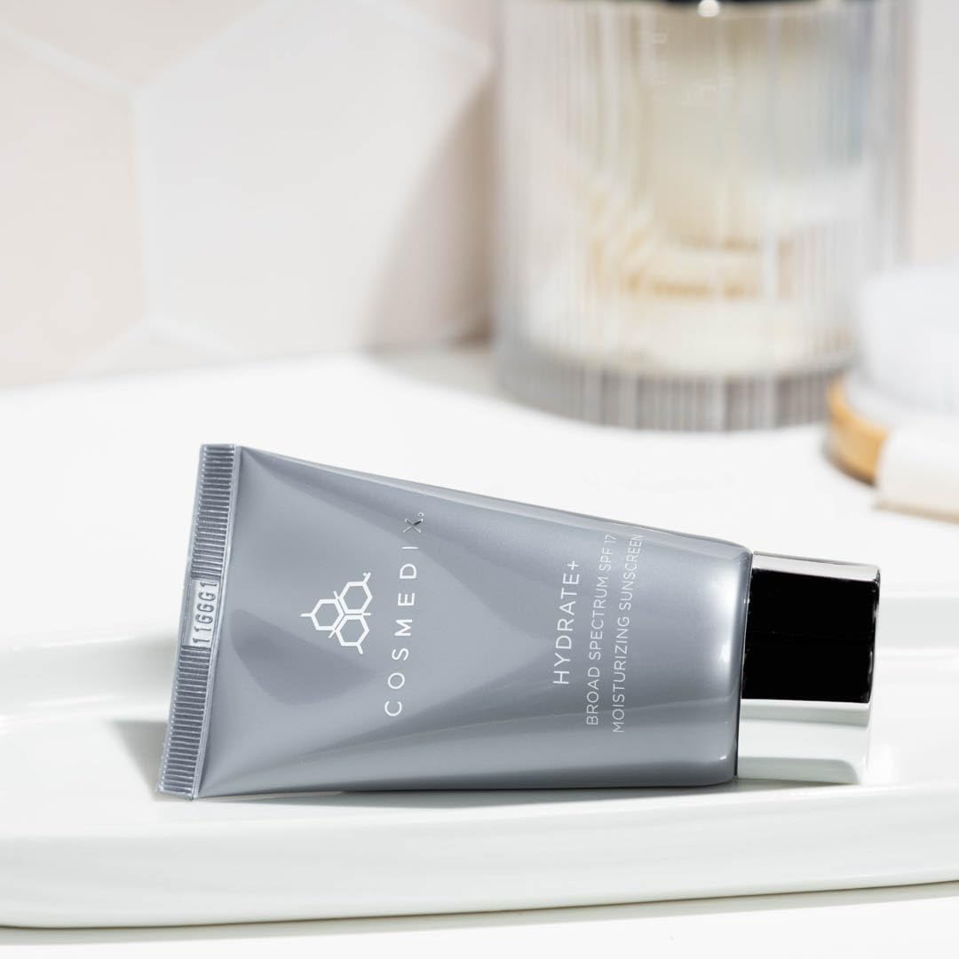 COSMEDIX used outdoors showing daytime protection and dewy glow