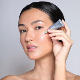 COSMEDIX bottle staged in bathroom emphasizing daily routine and practicality benefit