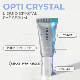COSMEDIX pipette dispensing liquid-crystal serum highlighting precise application