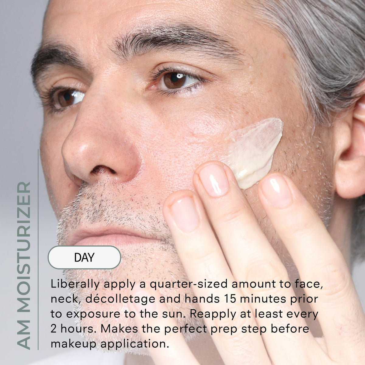 COSMEDIX applying moisturizer to face for sun protection and smoother skin