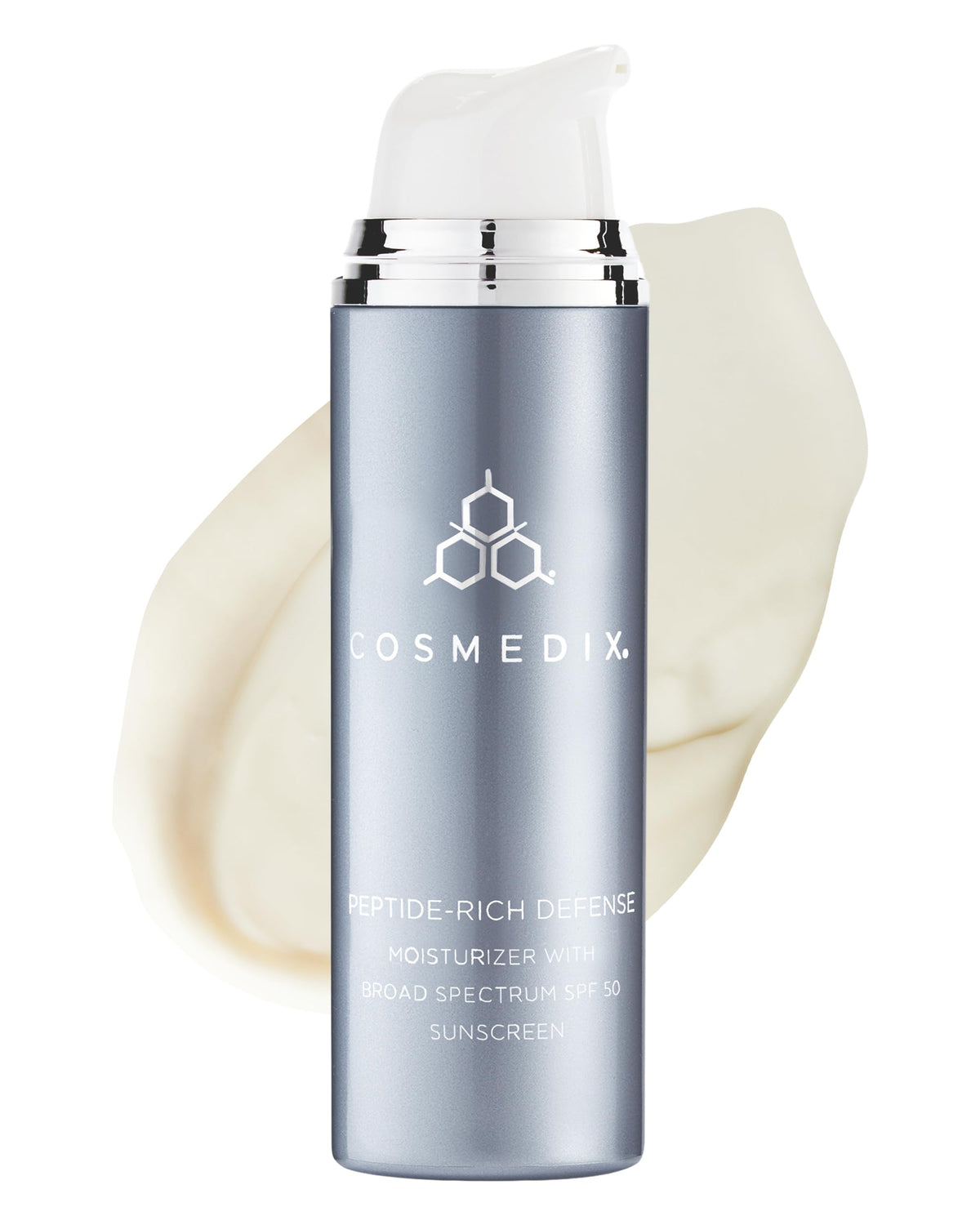 COSMEDIX front packaging showing SPF 50 and benefits