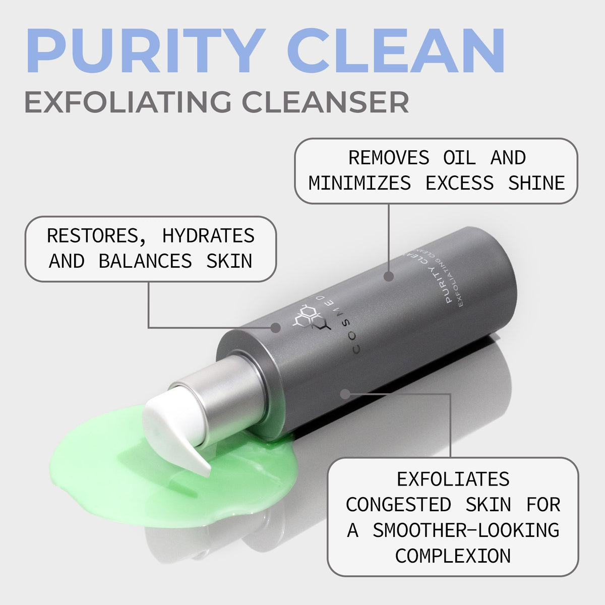 COSMEDIX pump top close-up demonstrating easy dispensing and control