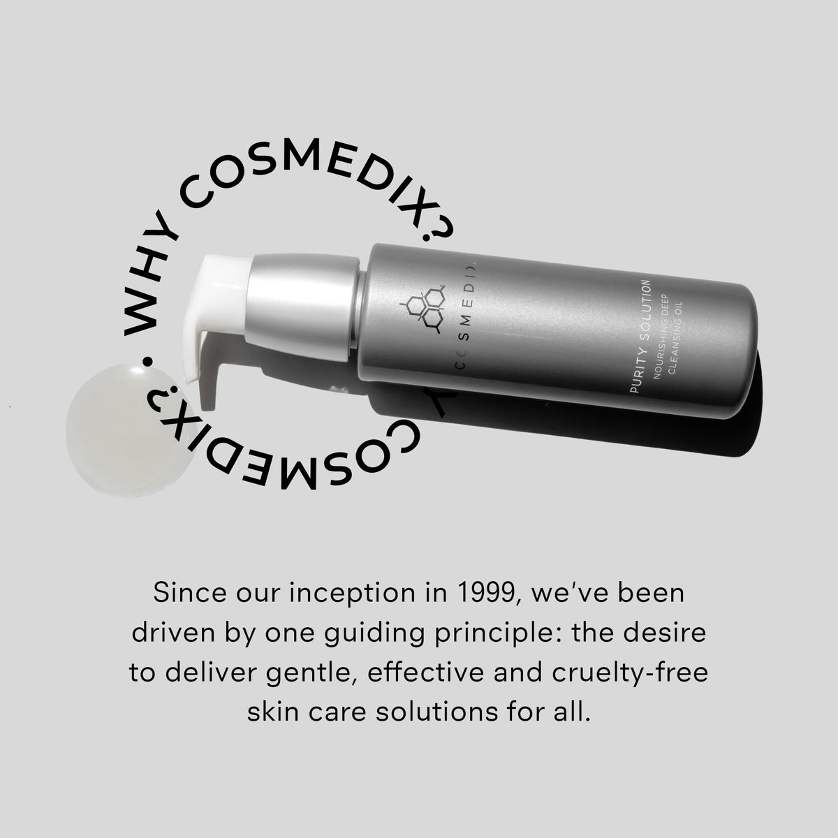 COSMEDIX Purity Solution ingredients label close-up showing botanical oil blend for nourishing benefit