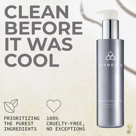 COSMEDIX Purity Solution in-use massage on face illustrating makeup breakdown and soothing benefit