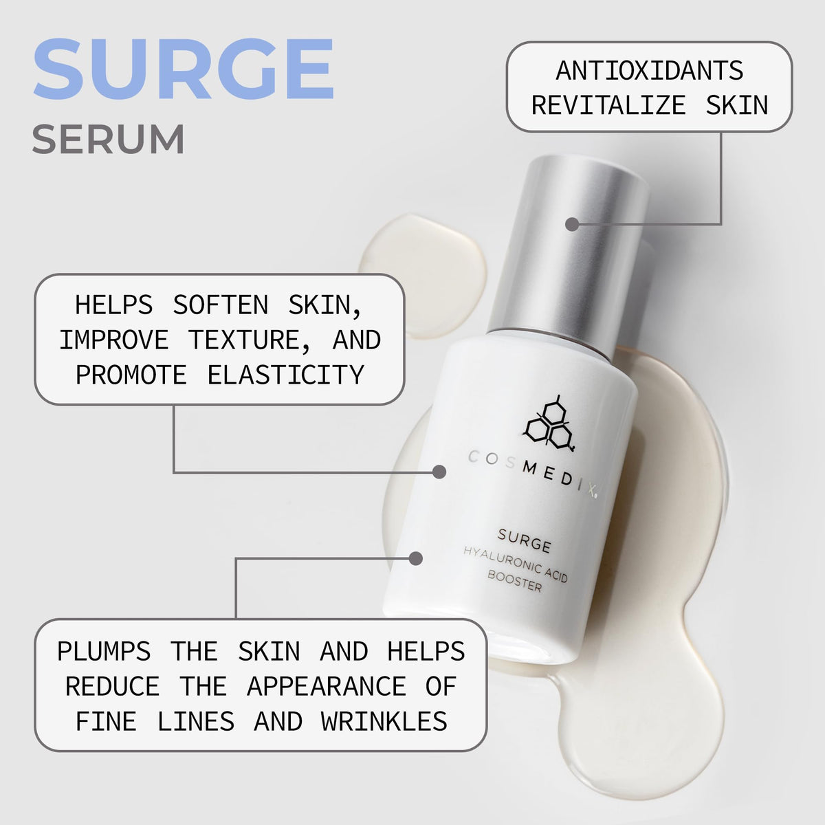 COSMEDIX close-up of self-loading cap dispensing precise serum amount