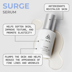 COSMEDIX close-up of self-loading cap dispensing precise serum amount