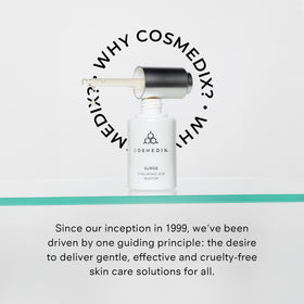 COSMEDIX hand applying serum to show easy pat-in application