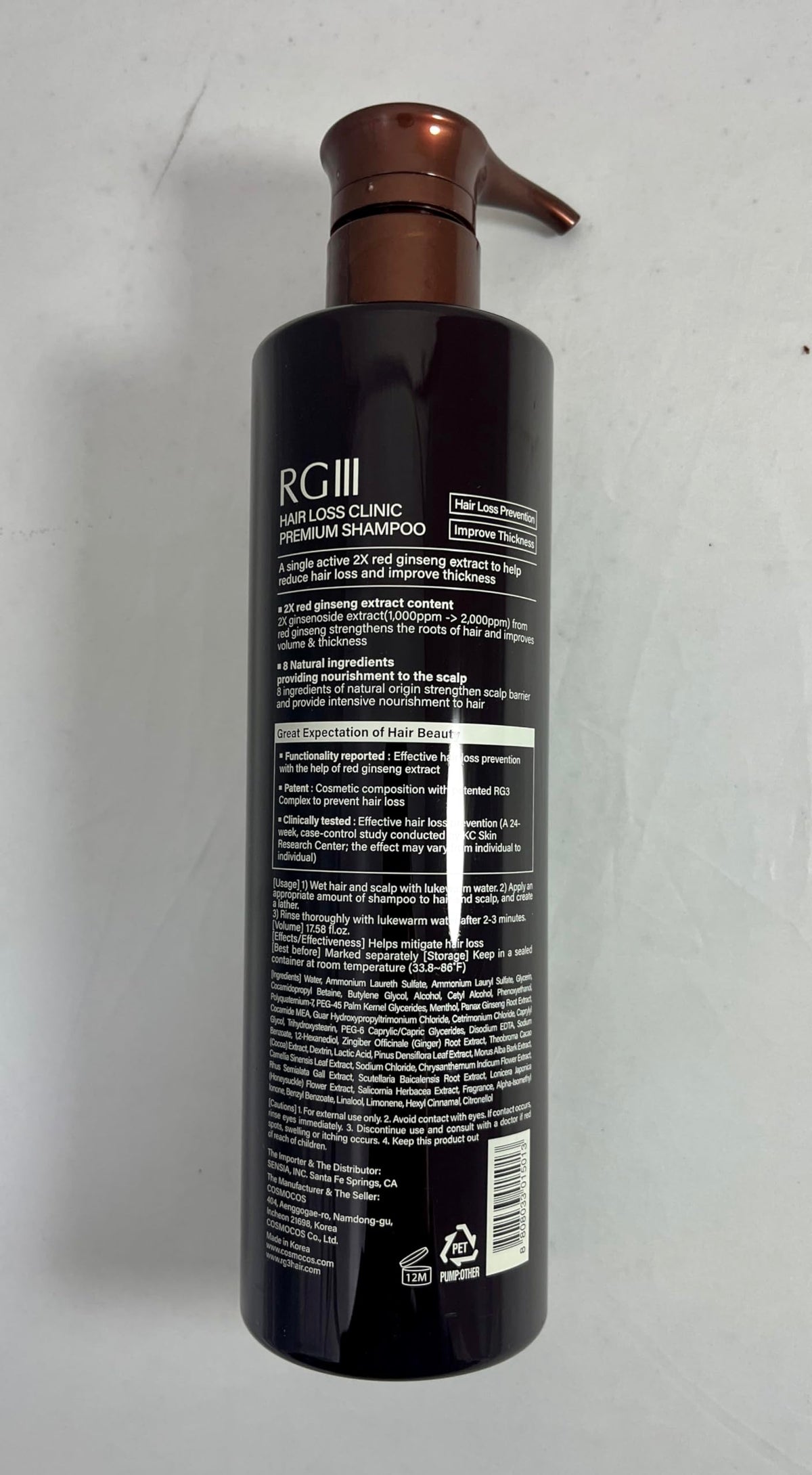 COSMOCOS RG3 bottle in hand showing true size and easy dispensing