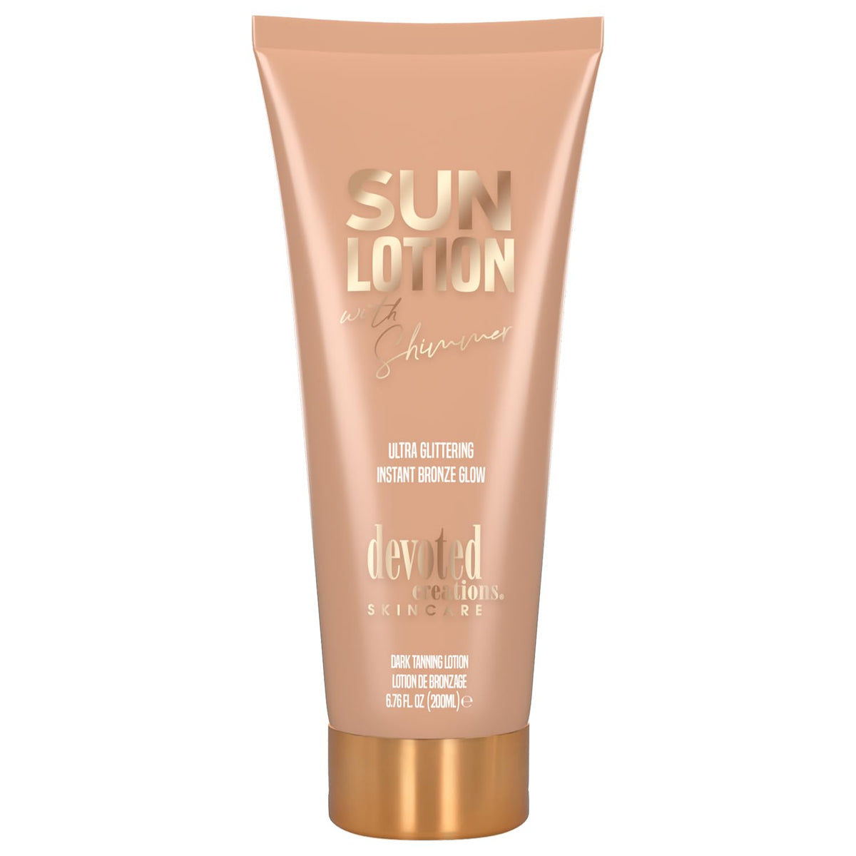 CosmoSun front bottle showing shimmer and instant bronze benefit