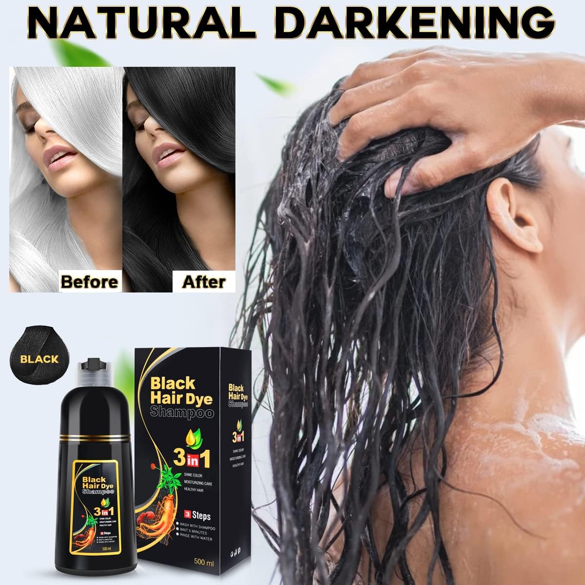 cosmpro applied in shower by user illustrating easy at-home gray coverage