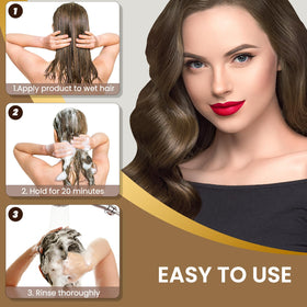 COSMTEK before and after hair comparison showing warm chestnut tone enhancement