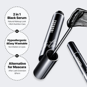 COSNORI wand applying to lashes showing easy application and curl retention