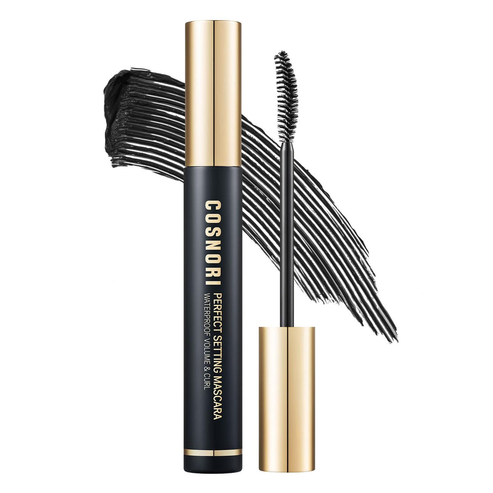 COSNORI front packaging showing sleek mascara tube and bold black finish benefit long-lasting wear