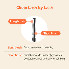 COSNORI model applying mascara showing smudge-proof wearable results