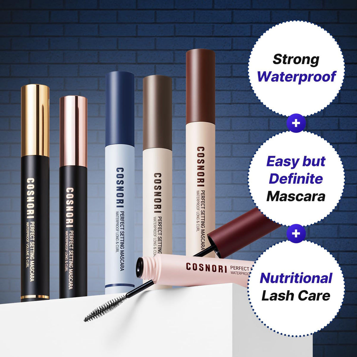 COSNORI mascara slim C-curl brush close-up demonstrating precise lash separation benefit