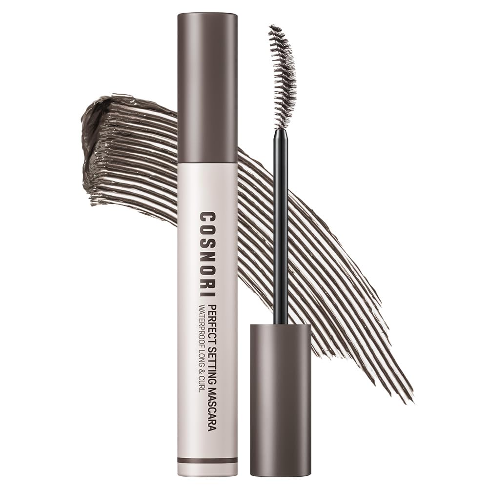COSNORI front packaging showing slim waterproof mascara, compact and travel friendly