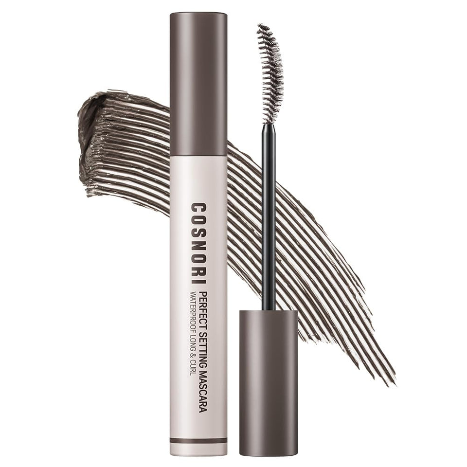 COSNORI front packaging showing slim waterproof mascara, compact and travel friendly