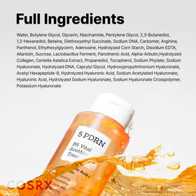 COSRX product box and bottle showing retail packaging and ingredient callouts