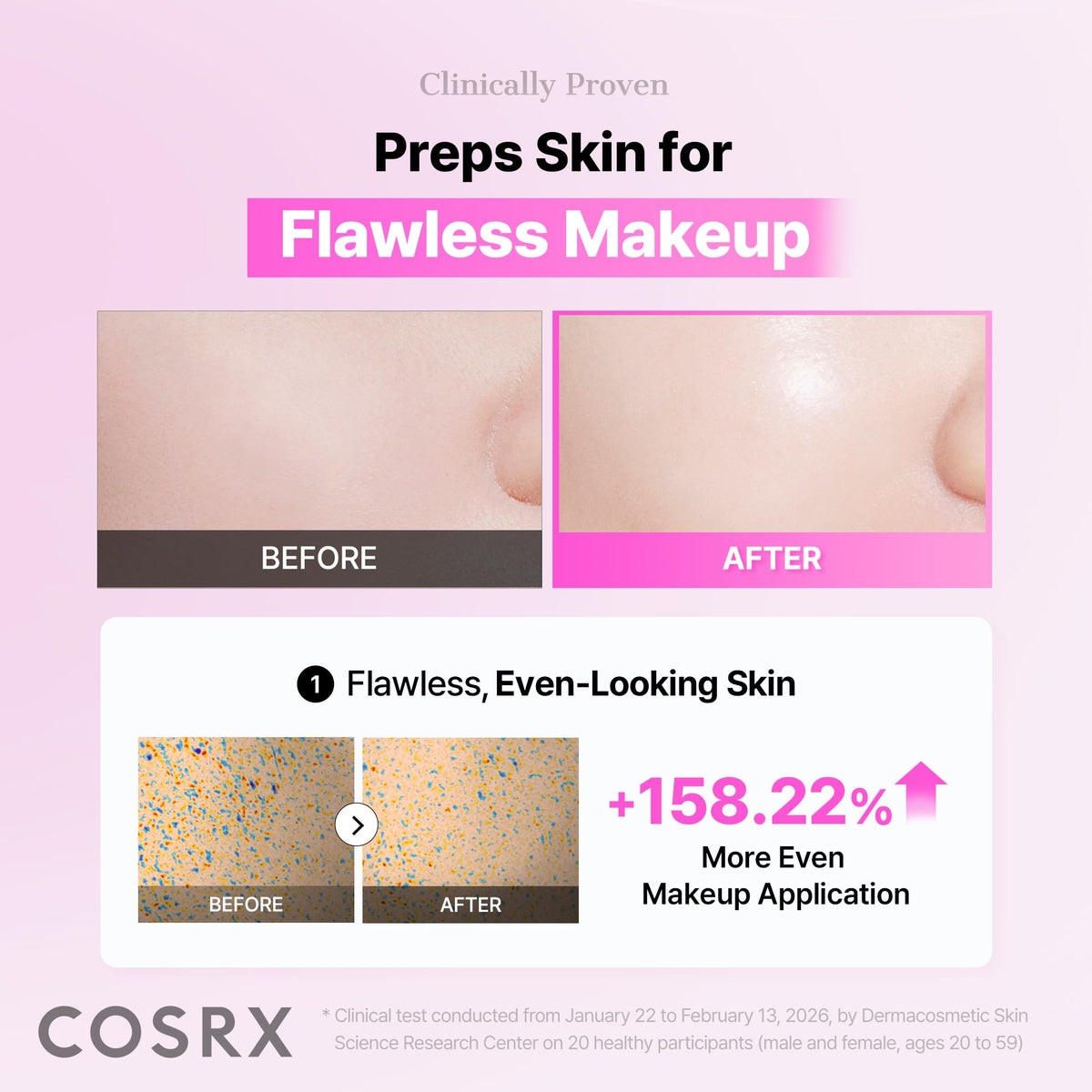 COSRX texture close-up showing serum clarity and fast-absorbing feel