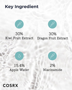 COSRX close-up of watery texture showing lightweight absorbent benefit