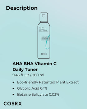 COSRX bottle beside everyday items showing 280ml scale