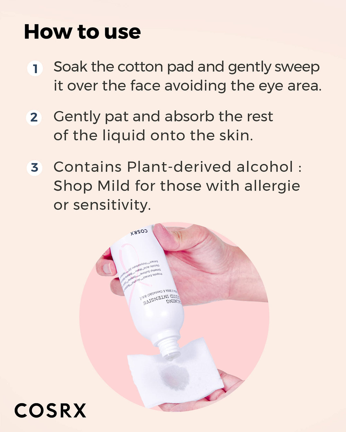 COSRX application on cotton pad during routine demonstrating practical use