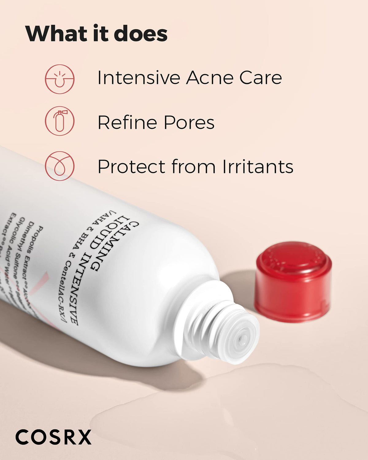 COSRX liquid texture on hand showing lightweight absorption and smoothness