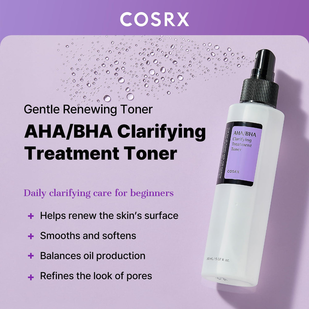COSRX spray nozzle close-up for even mist application and gentle exfoliation