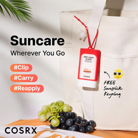 Applying COSRX sunscreen on face for quick protection and matte finish