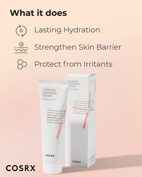 COSRX ingredient label close-up highlighting ceramide and centella benefits