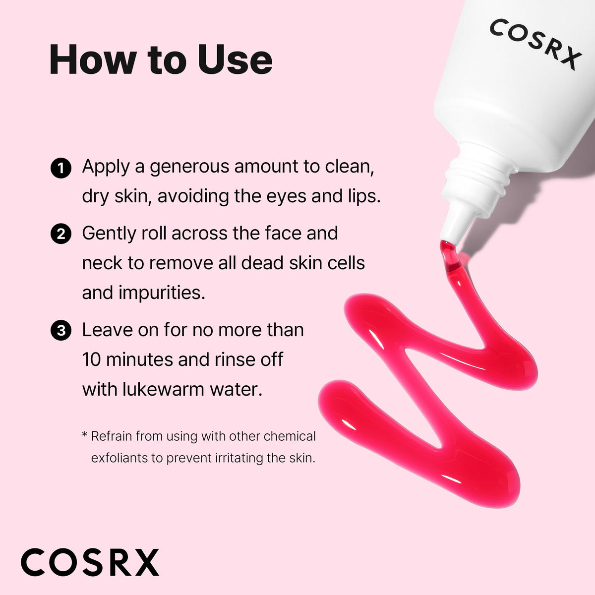 COSRX before and after texture illustration showing reduced roughness and glow
