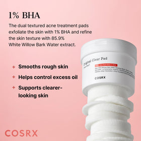 COSRX embossed pad texture close-up showing exfoliating side for smoother skin