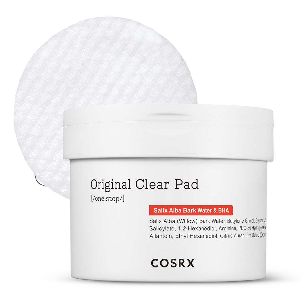 COSRX tub front view showing label and 70 pads for quick exfoliation benefit