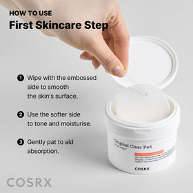COSRX pads staged in a bathroom to show effortless morning or night routine