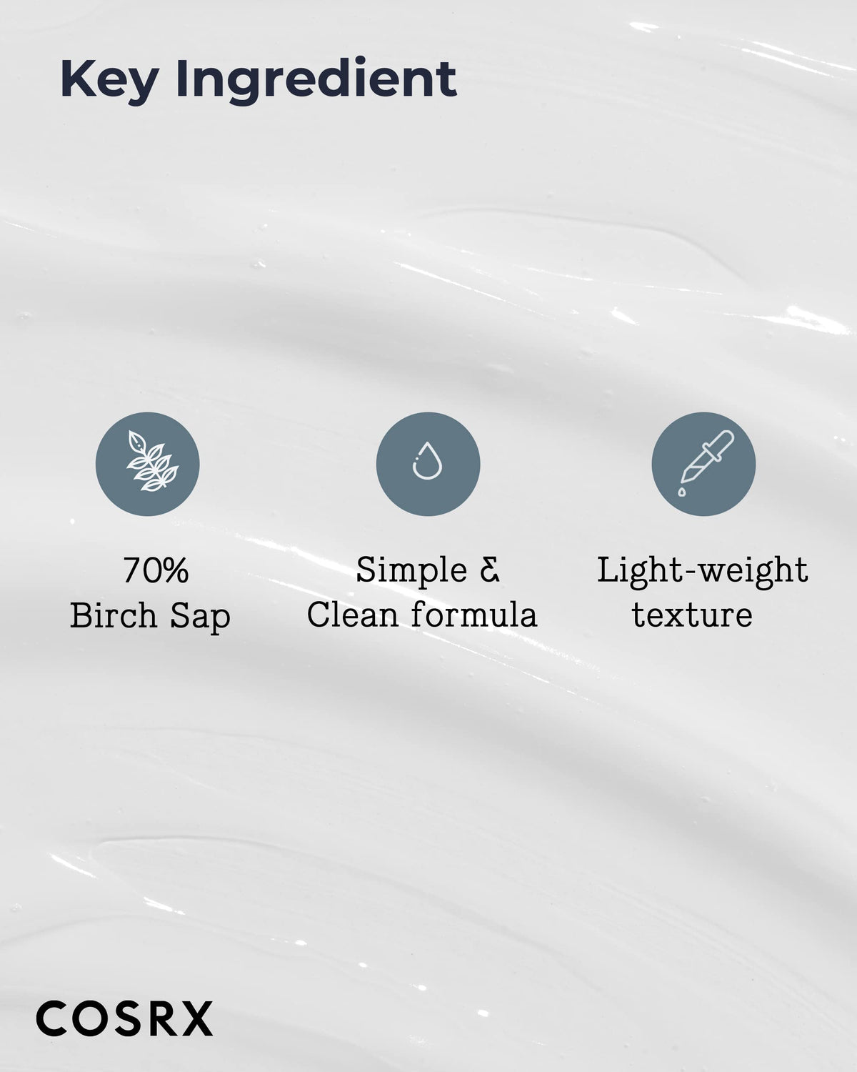 COSRX bottle beside ingredient list emphasizing birch sap content