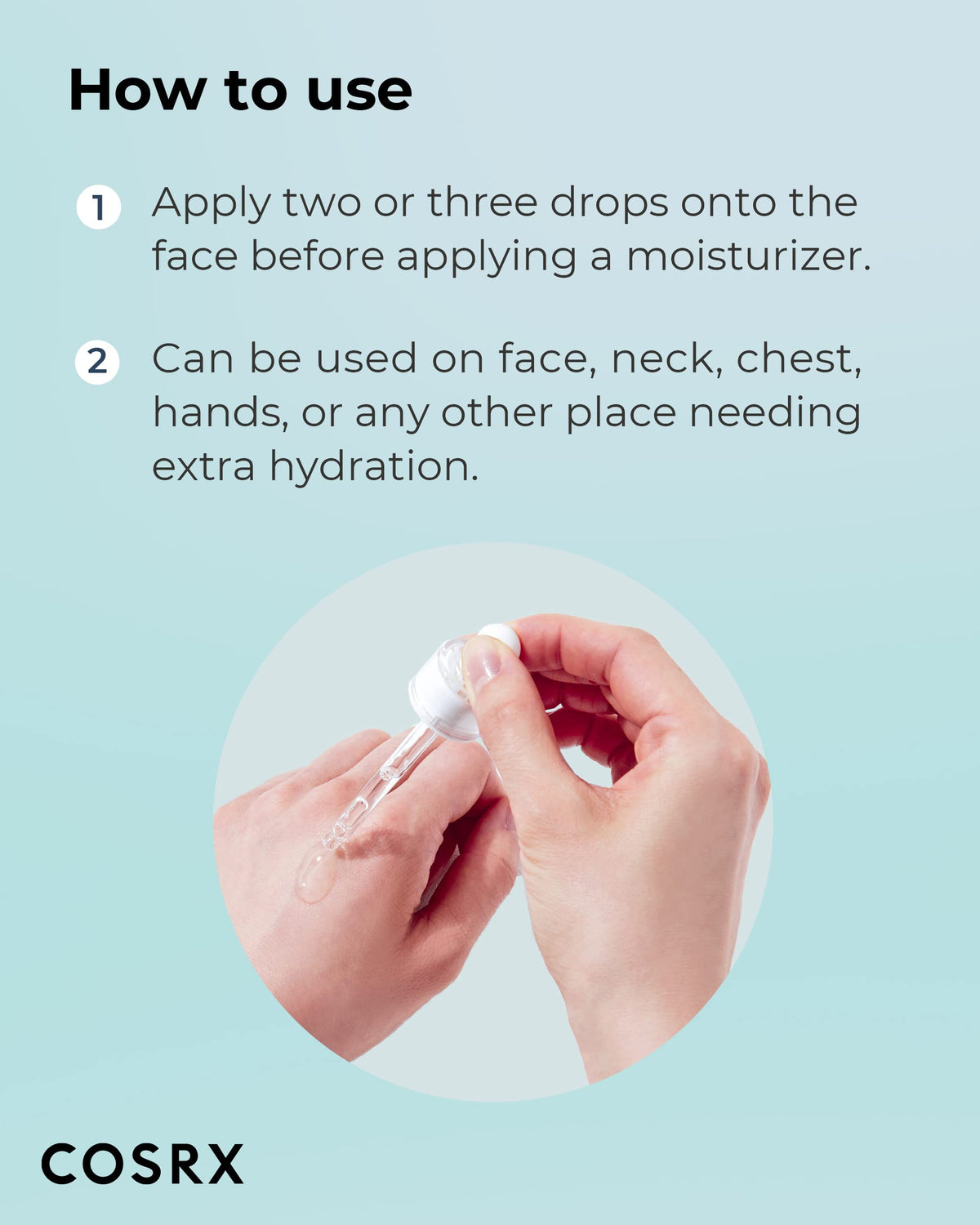 COSRX applying ampoule to cheek to show soothing and cooling effect