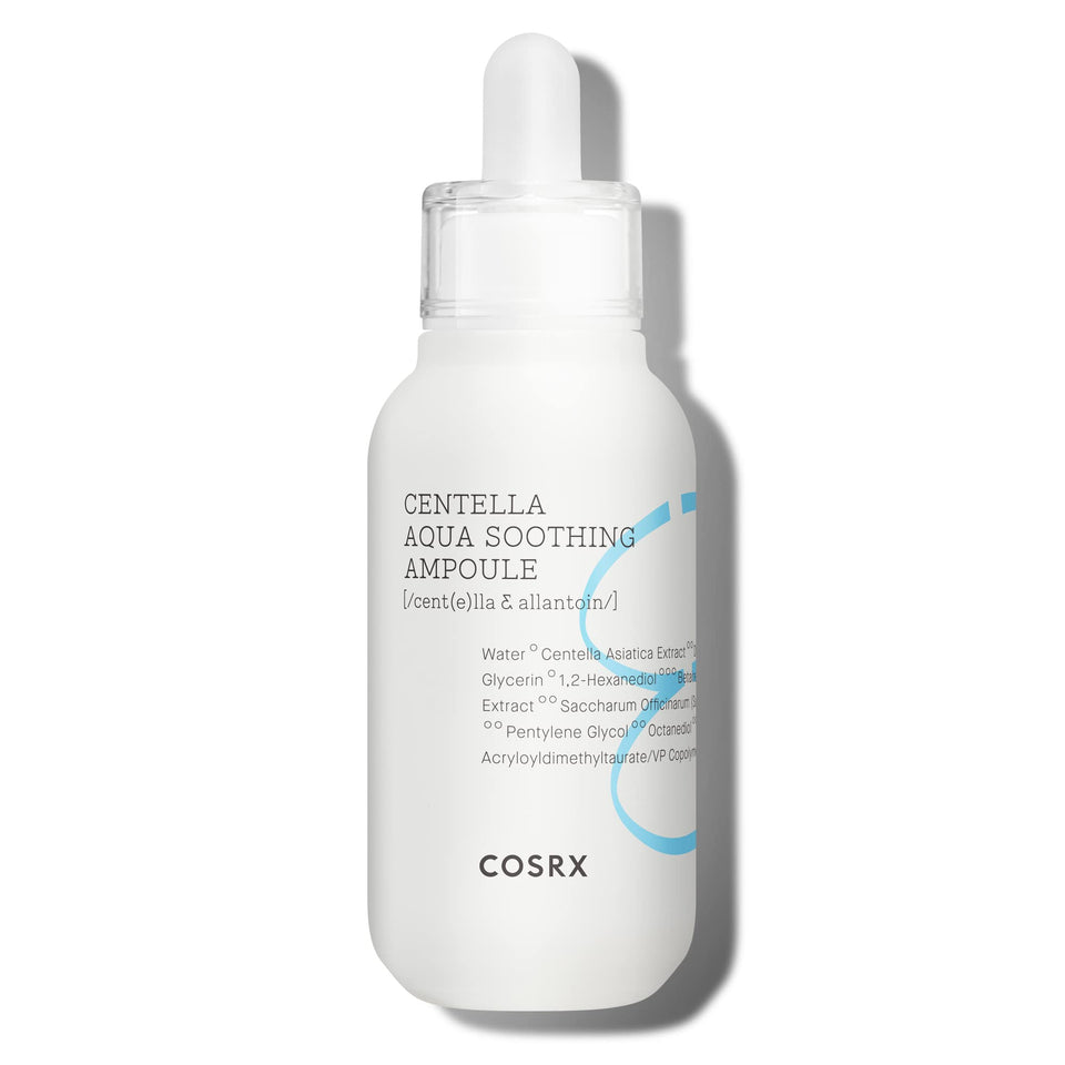 COSRX front packaging showing ampoule bottle and calming benefits